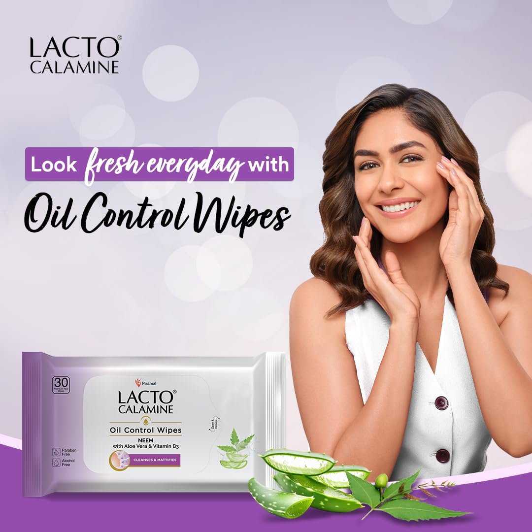 Lacto Calamine Oil Control Face Wipes | With Neem, Aloe Vera & Niacinamide | Makeup Remover & Wet Face Wipes | Paraben & Alcohol Free | 30 Wipes × 3 Packs - Image 3