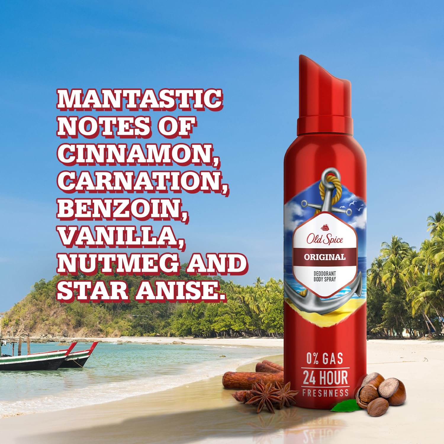 Old Spice Original No Gas Deodorant Body Spray for Men | 24H Long-Lasting Freshness | 0% Gas Formula | Exotic Spicy Fragrance | 140ml - Image 2